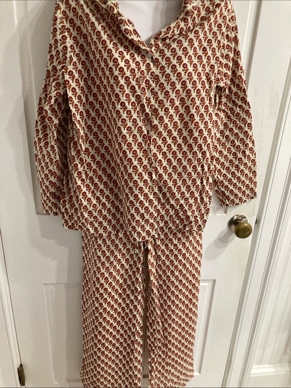 Womens soft lightweight block print pj’s